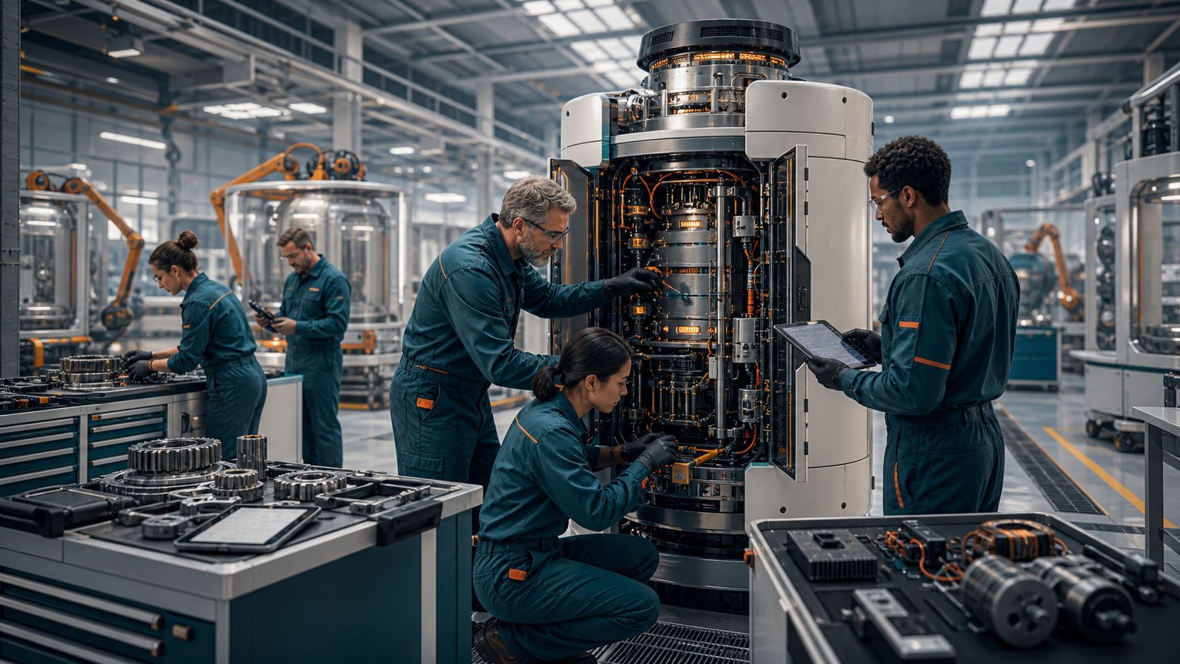 Repair Crews for Abundance Machines editorial art for WN Magazine