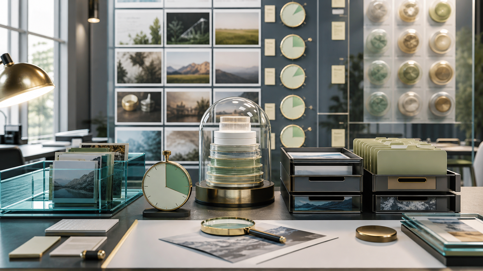 AI-generated licensing operations desk with reference-image panes, renewal clocks, rights capsules, revocation drawers, and source-review architecture.