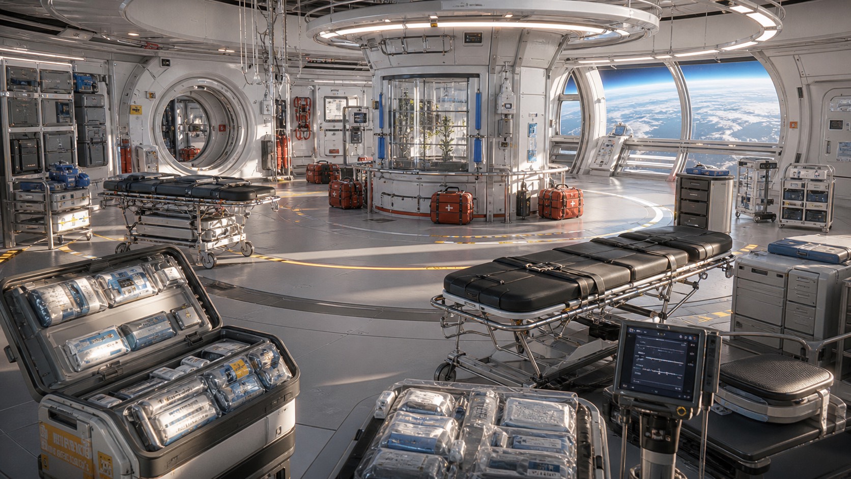 Rotating Habitat Sickbay Drills editorial art for WN Magazine