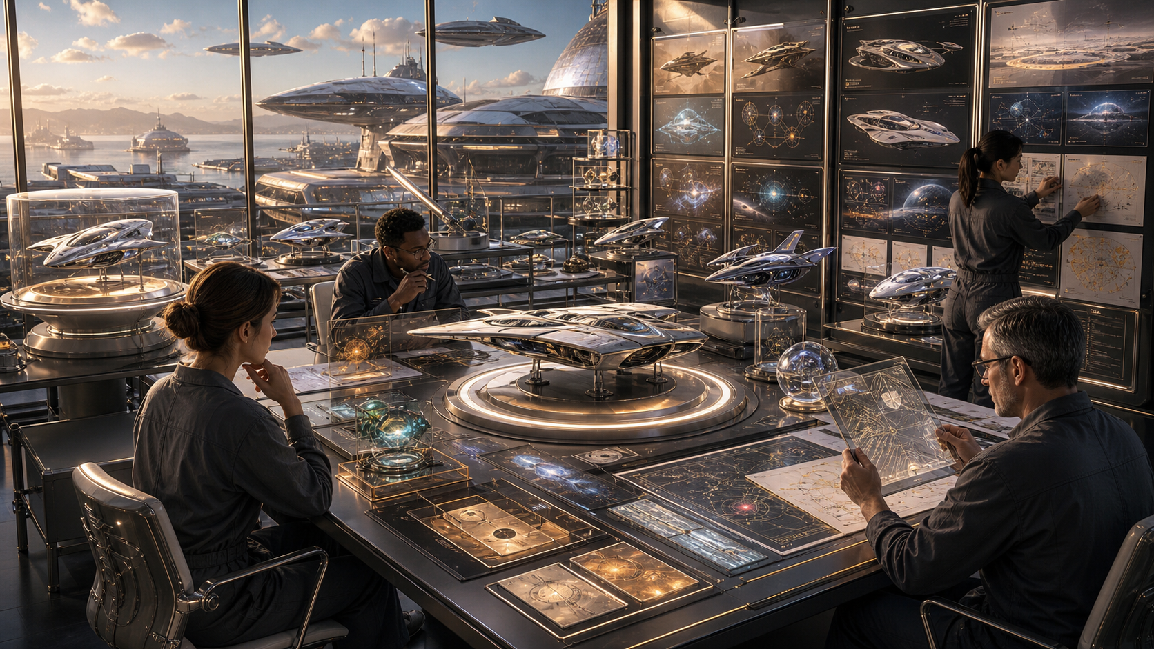 Spaceship Catalogs as Research Fiction editorial art showing a research-fiction boundary for speculative spaceship catalogs