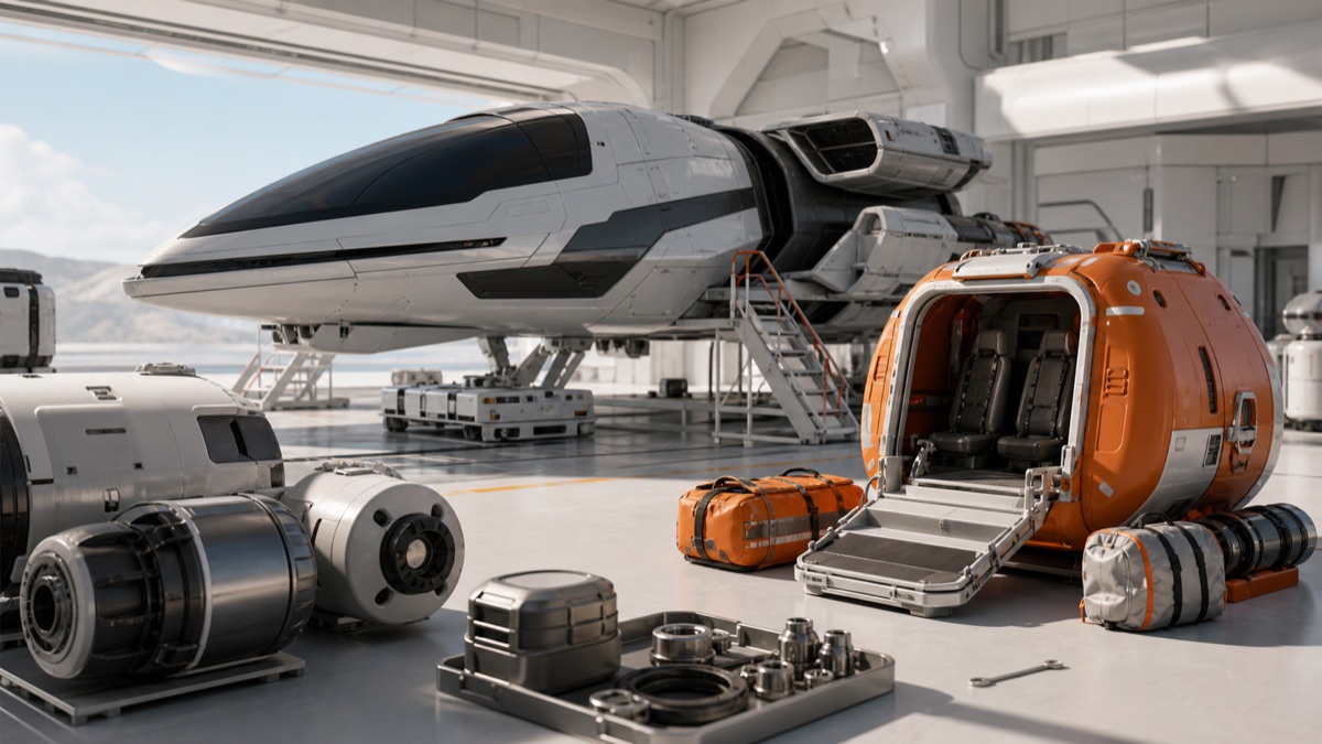 Spaceship Renderings and Rescue Obligations editorial art for WN Magazine
