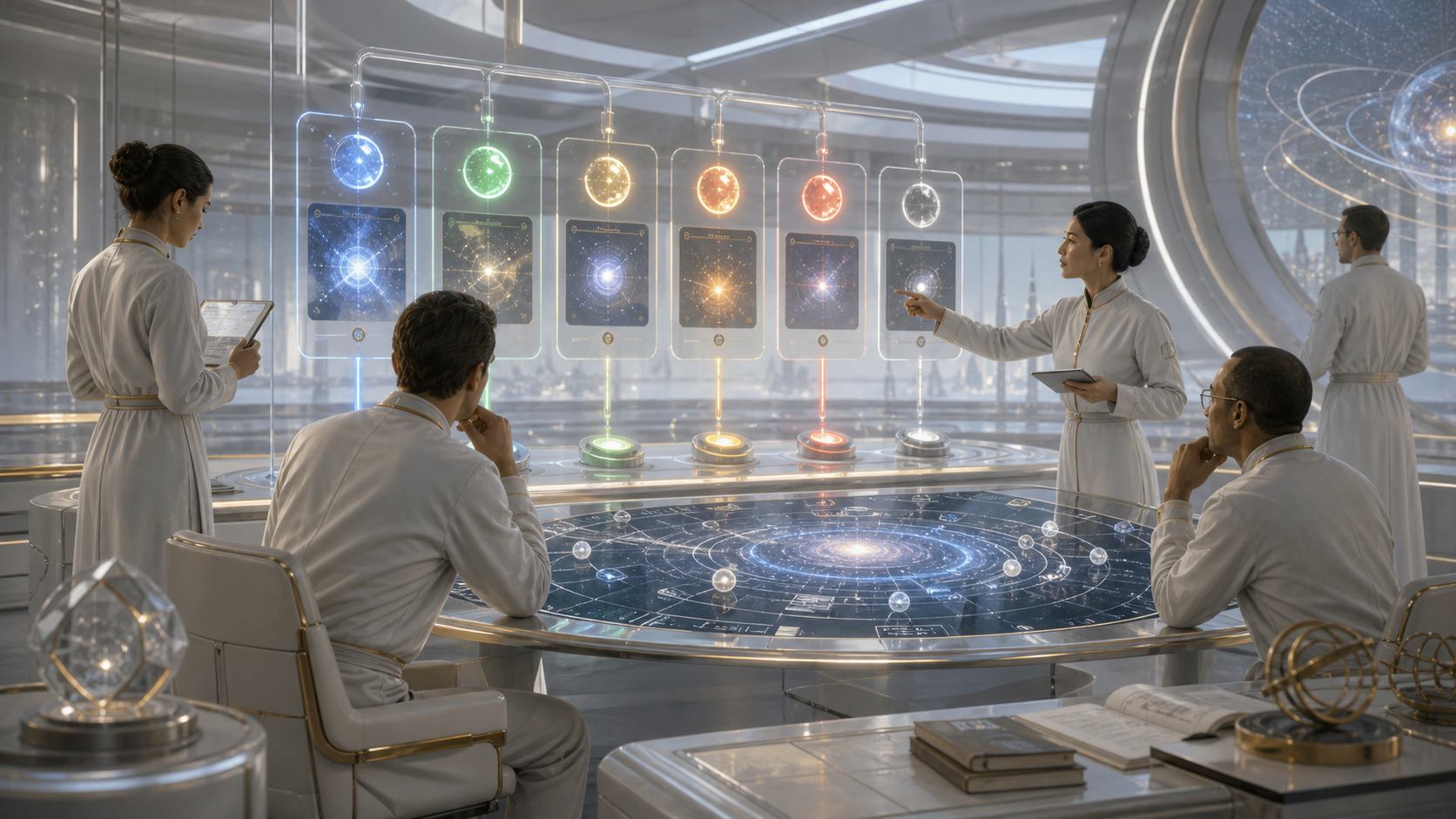 Status Lights for Source-World Claims editorial art showing a visible status marker that separates source-world concepts from current services, roadmaps, and research questions