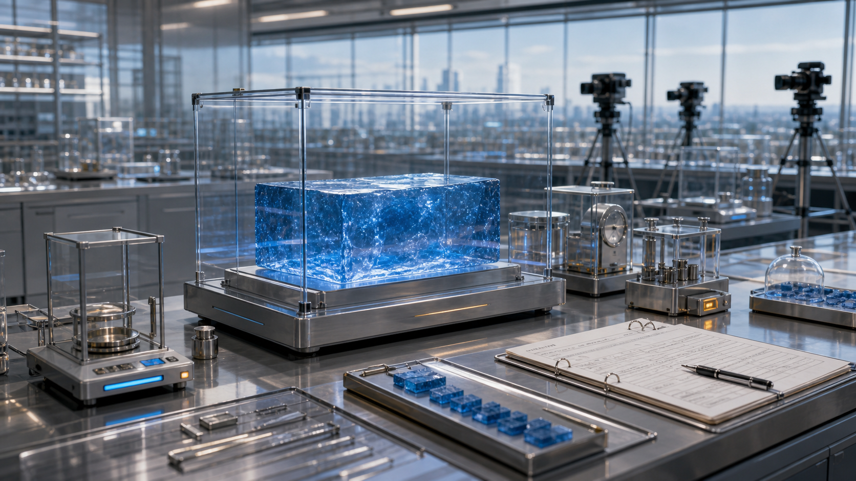 The Calibration Table for Blue Gue editorial art for WN Magazine