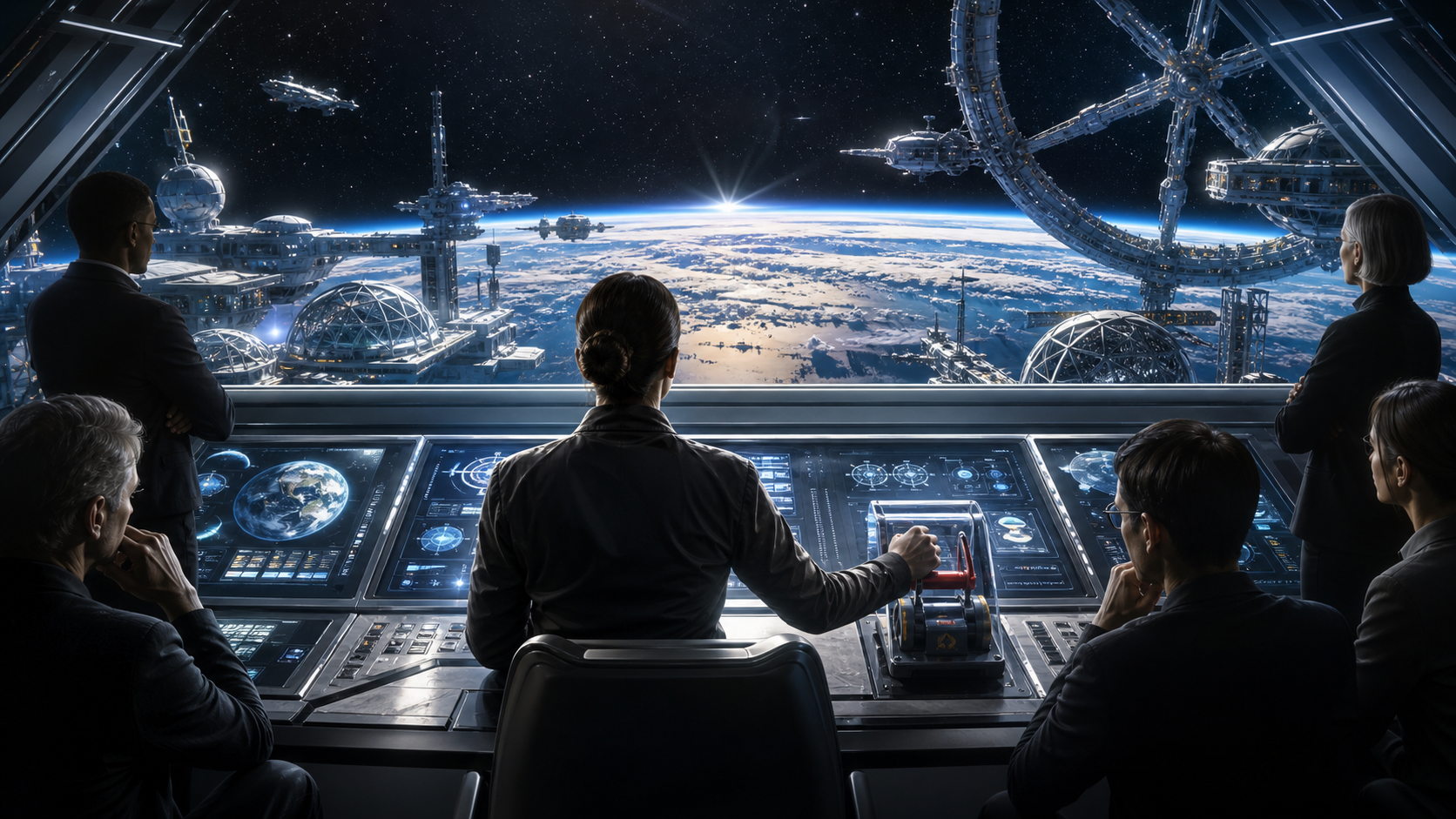 The Human Operator at Cosmic Scale editorial art for WN Magazine