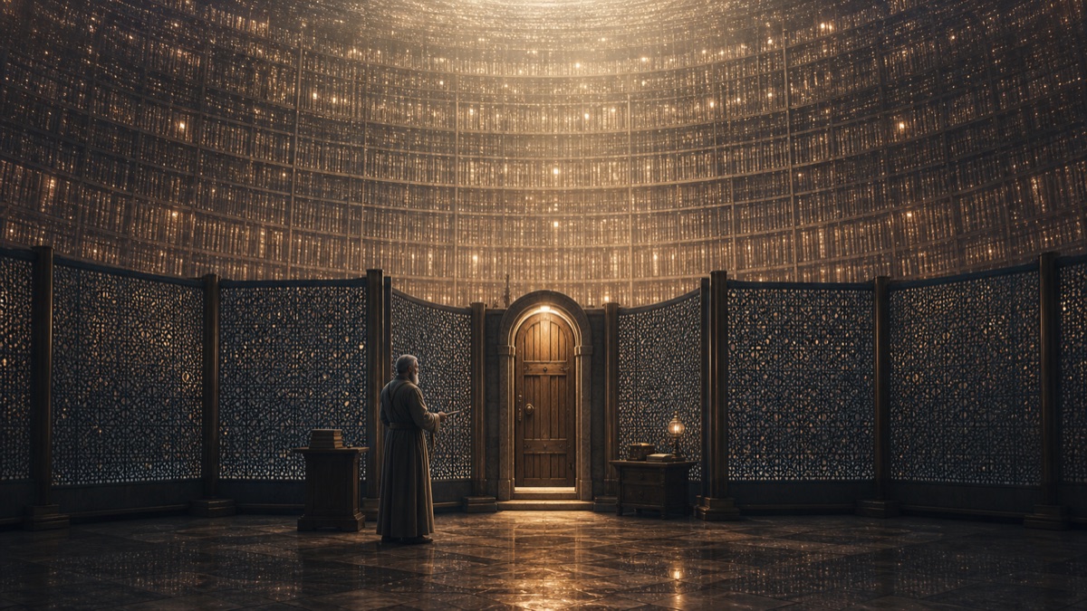 The Small Door in the Omniscient Library editorial art for WN Magazine