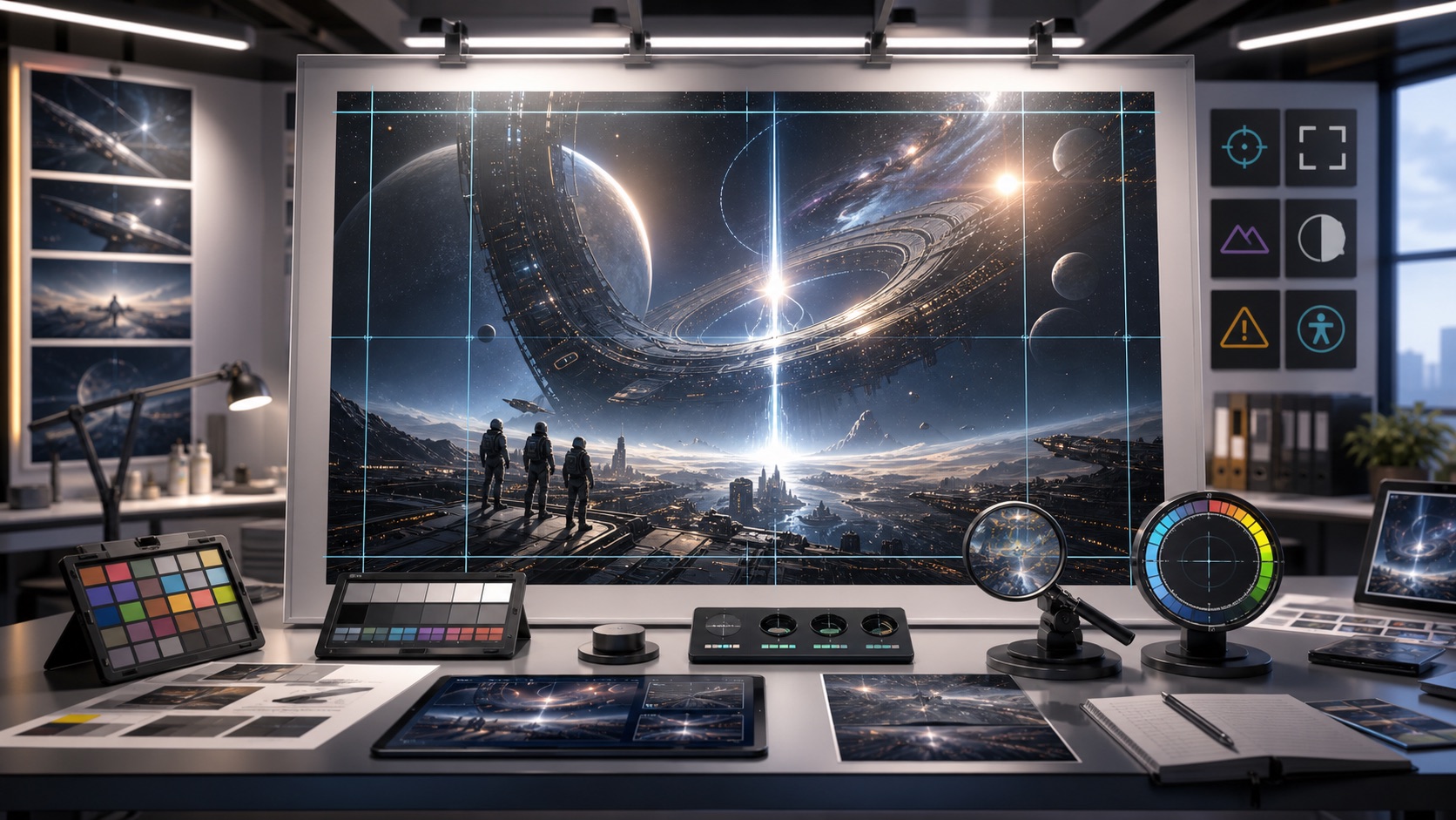 Visual QA for Cosmic Ambition editorial art for WN Magazine