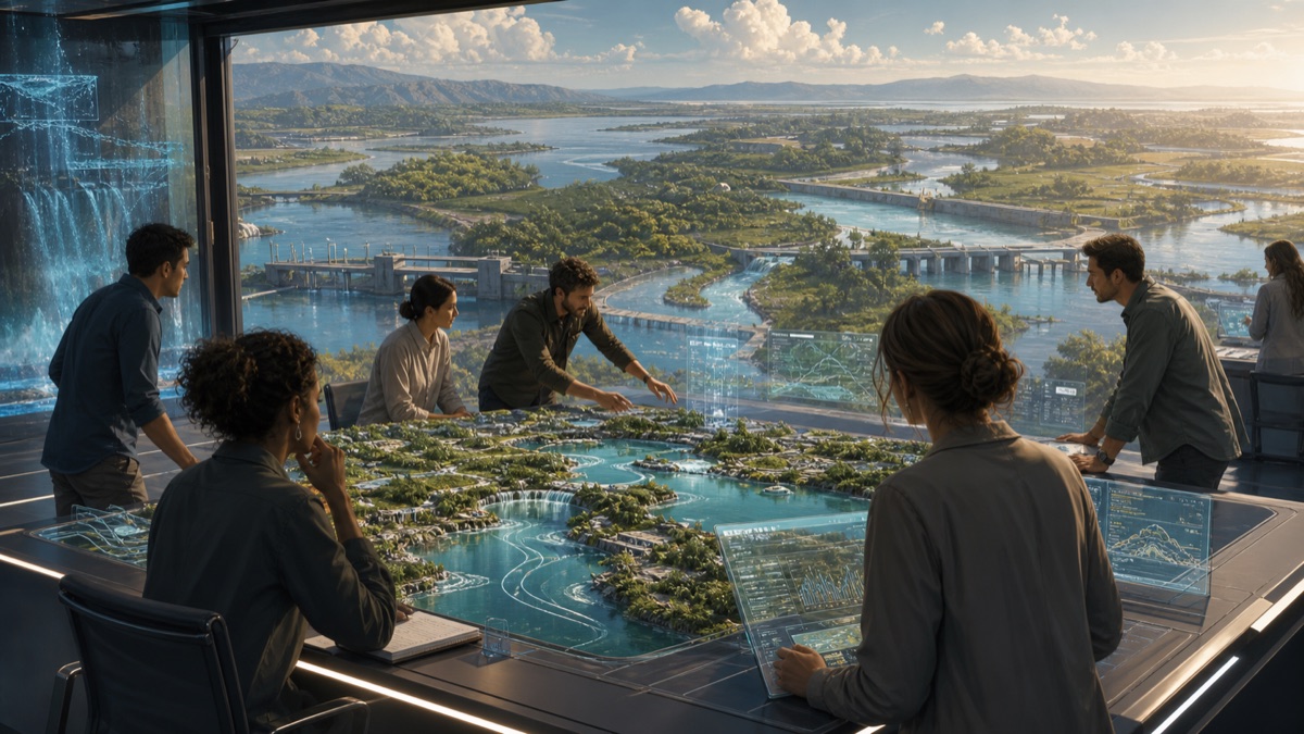 Water Rights in Engineered Worlds editorial art for WN Magazine