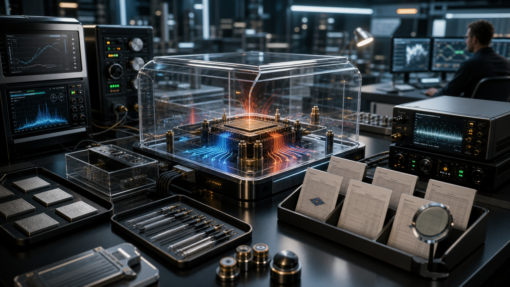 White Noise Chip Thermal Audit Benches editorial art for WN Magazine