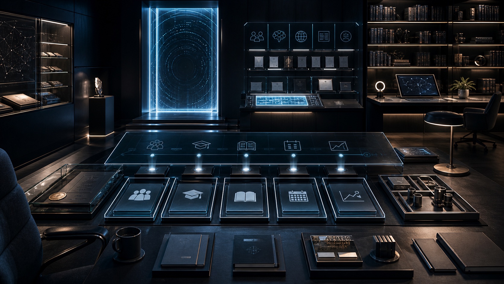 AI-generated White Noise member and Academy activation studio with portal checkpoint and learning path