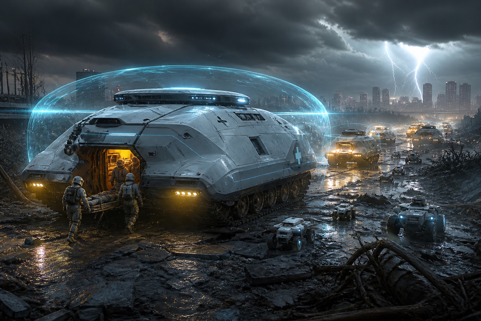 AI-generated protected armoured rescue vehicle