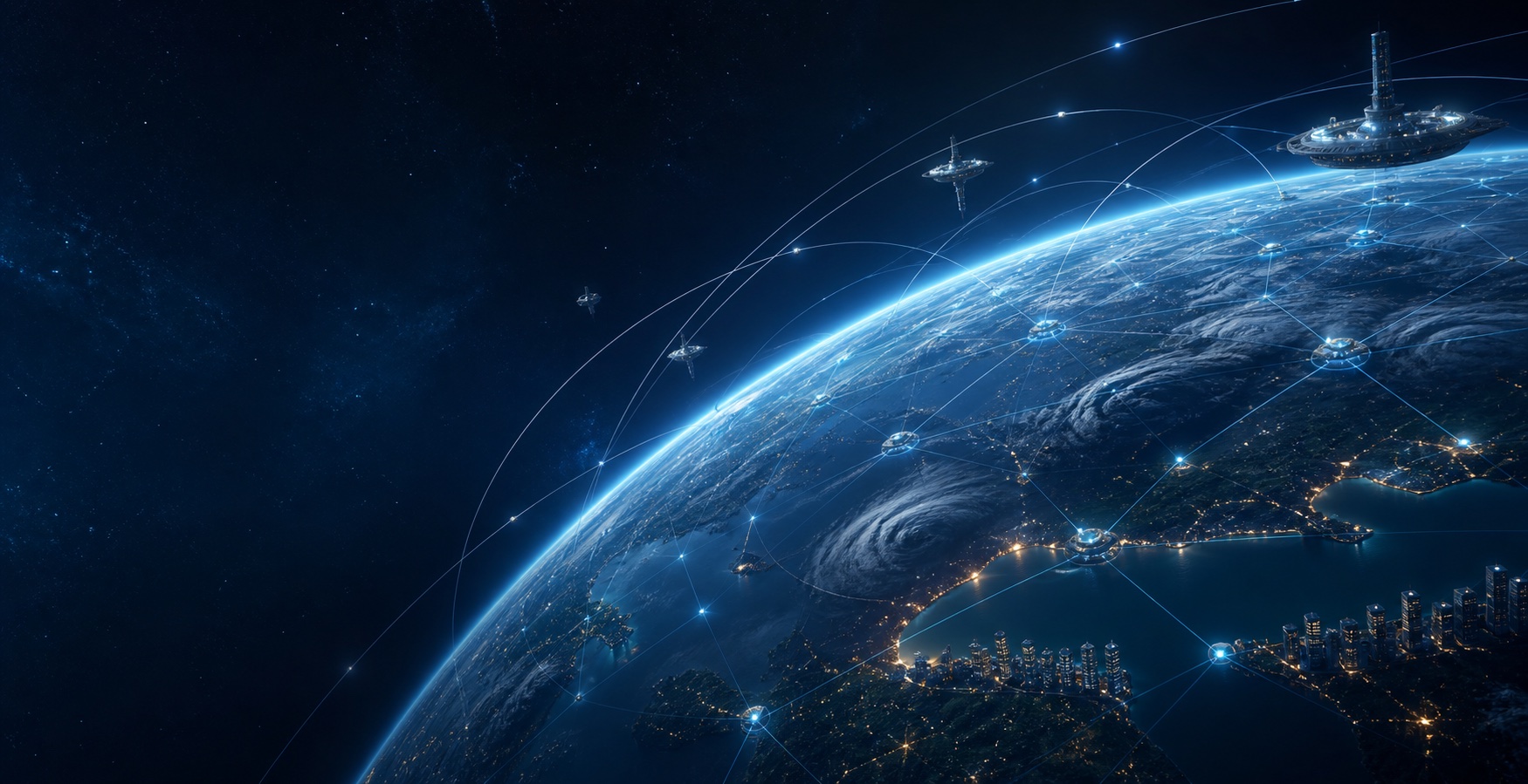 AI-generated peaceful Earth protected by the W.N. Defence resilience lattice.