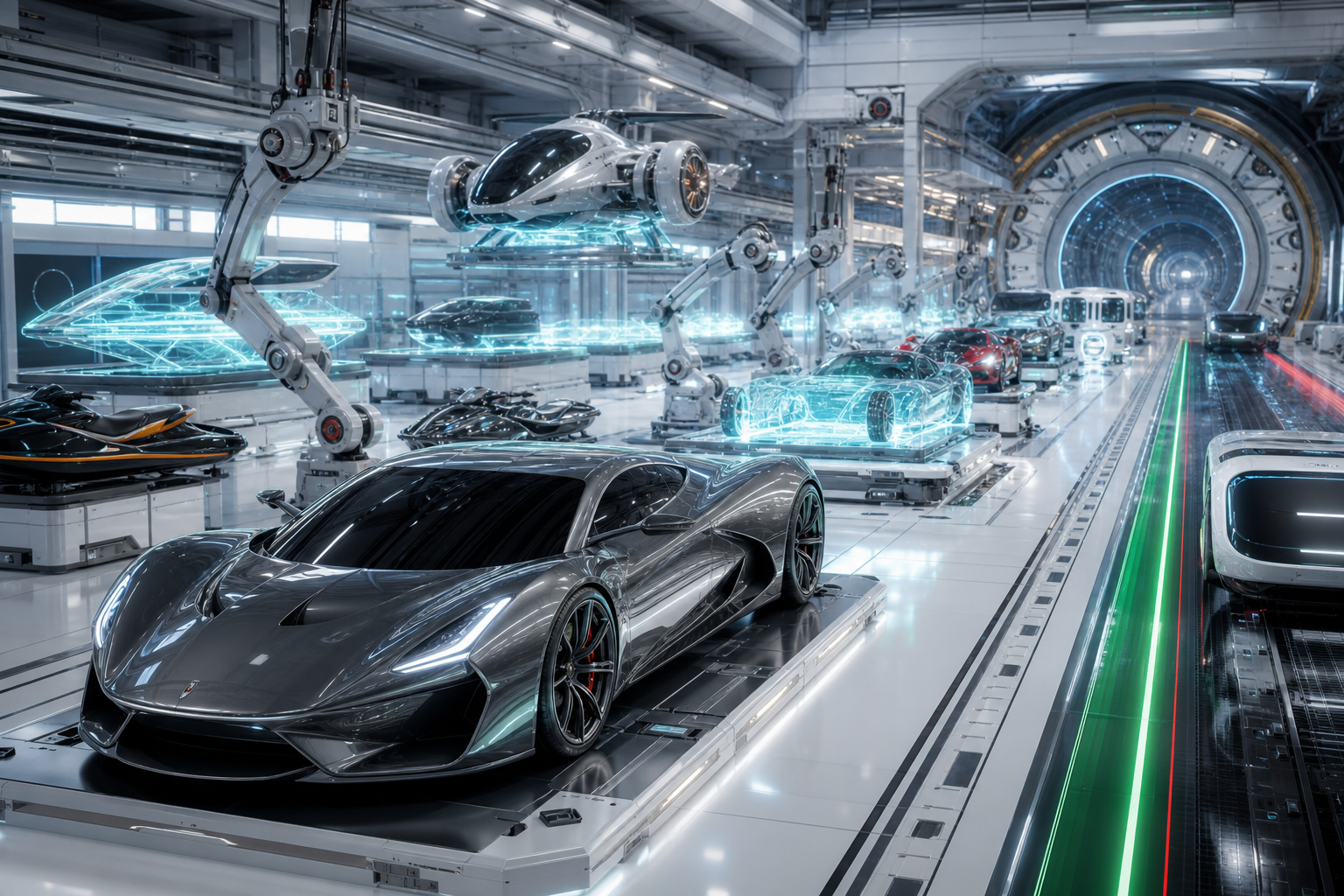 Supercars and advanced vehicles built by White Noise Replicators