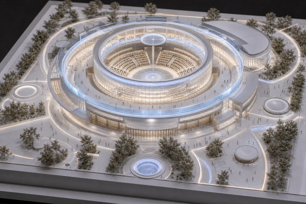 White Noise University Singleton Ethics Forum campus model