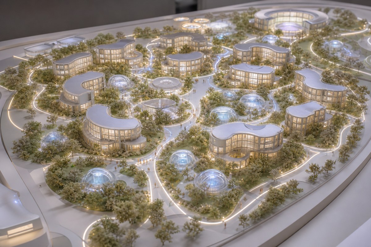 White Noise University Neural-Quantum Residential College campus model