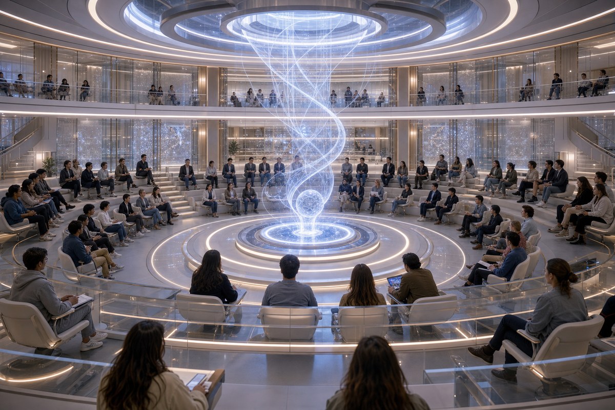 White Noise University Singleton Ethics Forum interior with audience