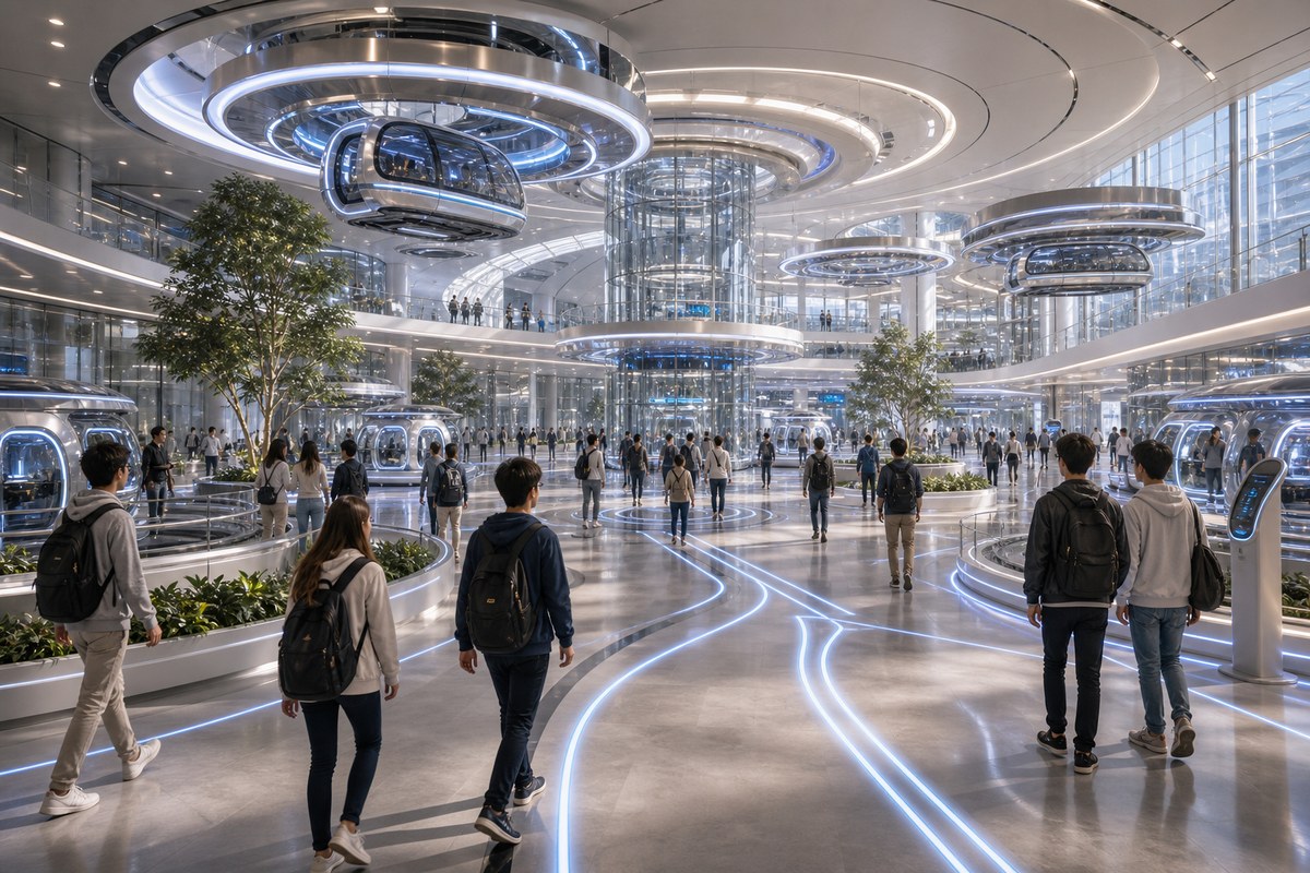 White Noise University Entanglement Transit Hub interior