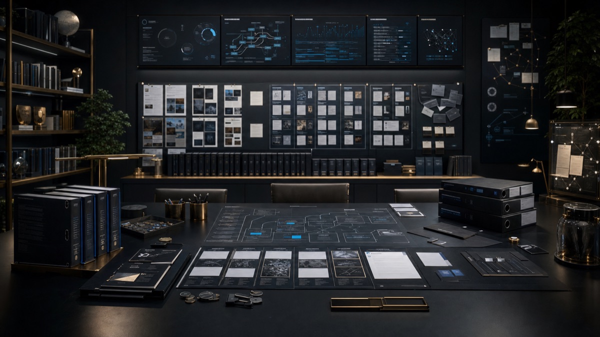 AI-generated White Noise University evidence workbench with cohort portfolio boards, authorization binders, review gates, provenance receipts, and curriculum planning surfaces